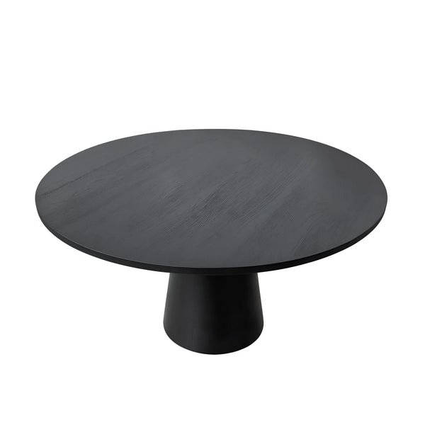 Cove Round Pedestal Counter Height Table Rubberwood Vintage Black for Kitchen Dining