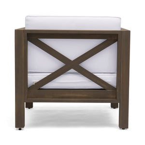 English Elm Brava Outdoor Acacia Wood Club Chair with Slatted Cross-back Mid-century Patio Design 65545.00WHI