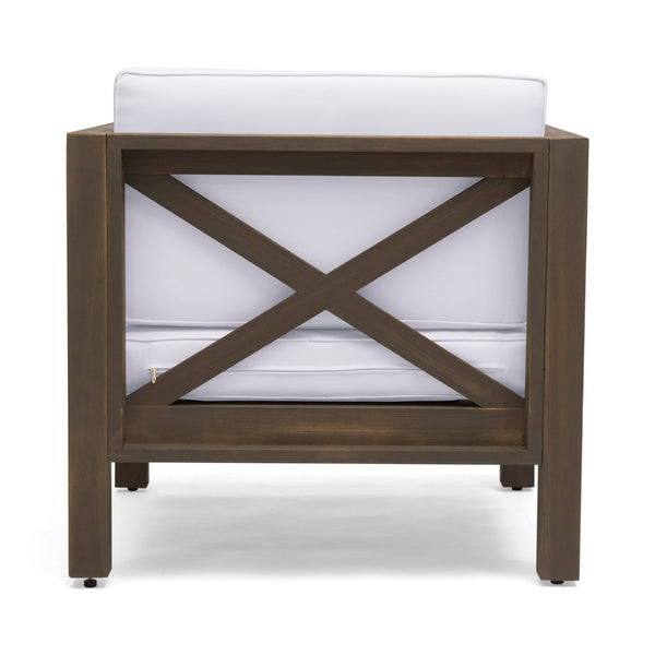 English Elm Brava Outdoor Acacia Wood Club Chair with Slatted Cross-back Mid-century Patio Design 65545.00WHI