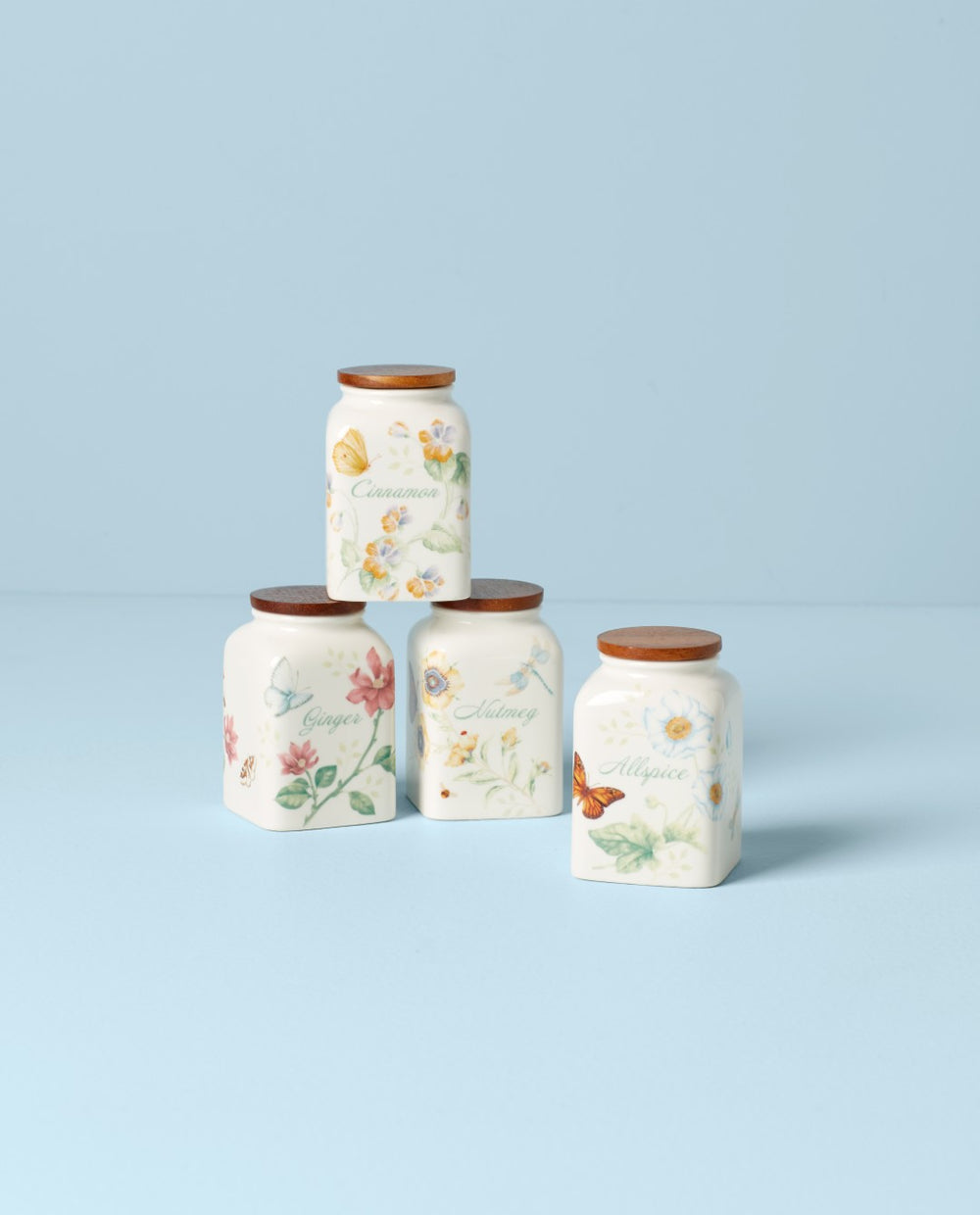 Lenox Butterfly Meadow Baking Spice Jars, Set of 4 Multi, WHITE PORCELAIN 895242