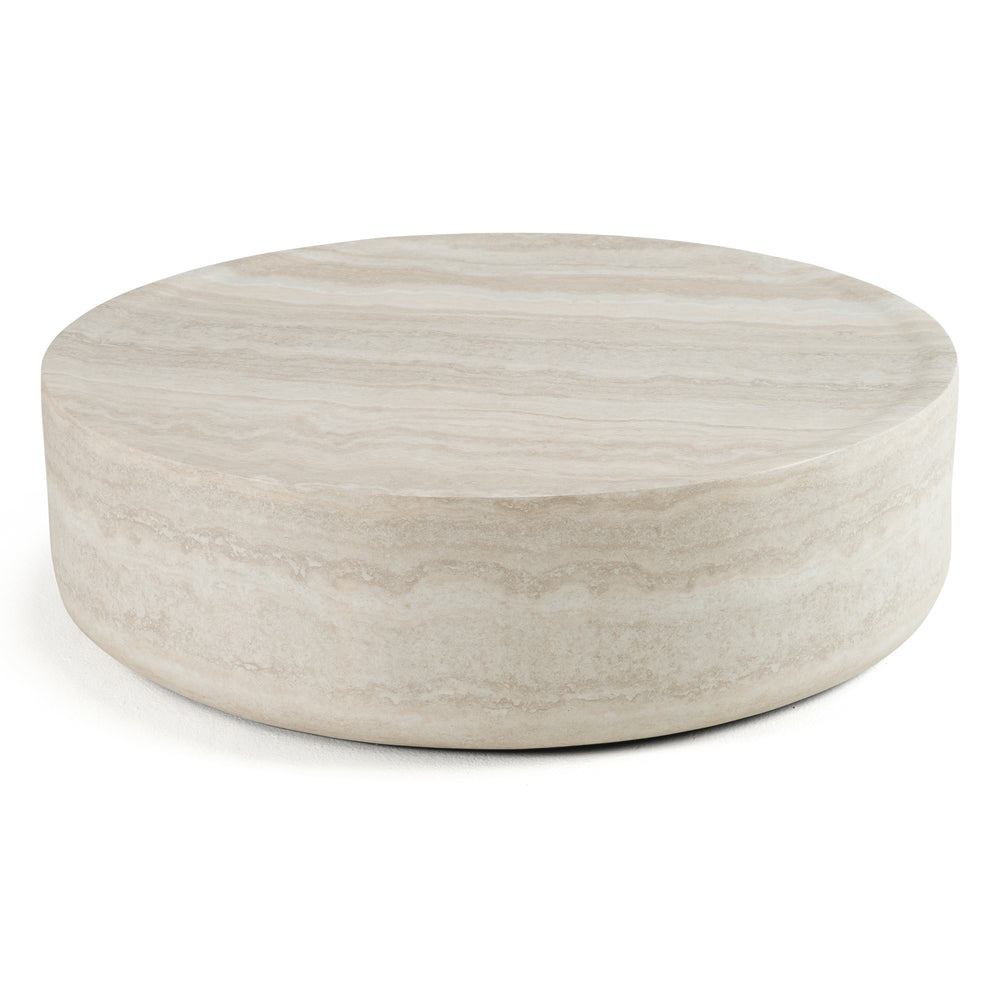 Vig Furniture Modrest Cozad - Elegant Faux Travertine Round Coffee Table For Modern Living Room Sophistication Beige  Vgvc-ct25093
