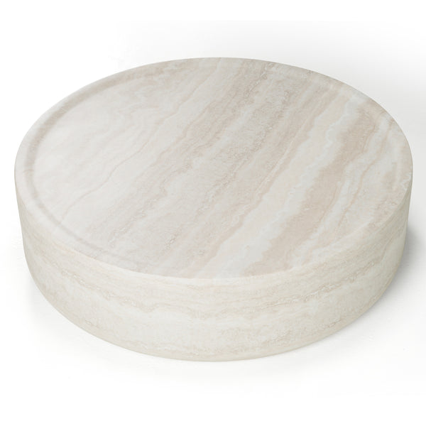 Vig Furniture Modrest Cozad - Elegant Faux Travertine Round Coffee Table For Modern Living Room Sophistication Beige  Vgvc-ct25093