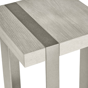 Bernhardt Bernhardt Tempo Wire-Brushed Oak Accent Table With Satin Nickel Bands — Rustic Modern 14"X14"X22" 346116