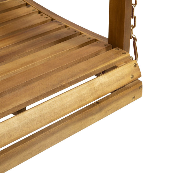 English Elm Tasmania Acacia Hardwood Porch Swing Slatted Outdoor Bench with Hanging Chains 69655.00