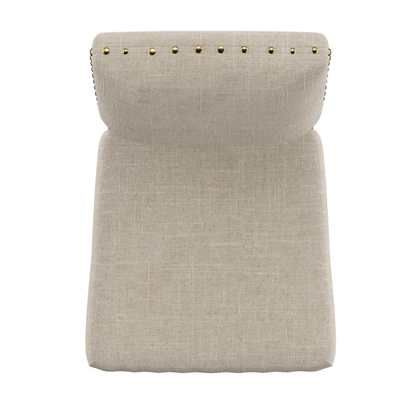 Homelegance By Top-Line Nicklaus Nailhead Linen Upholstered Dining Chairs (Set of 2) Light Natural Rubberwood