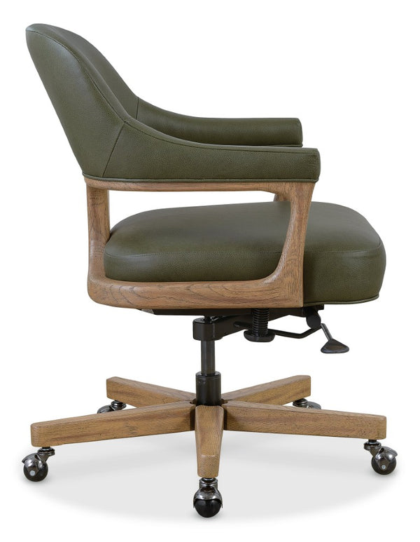 Hooker Furniture Briar Executive Swivel Tilt Chair In Verona Forest Leather With Decorative Wood Frame For Lasting Comfort Green EC225-028