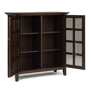 English Elm Acadian 39-Inch Wide Solid Wood Transitional Storage Cabinet With Adjustable Shelves & Glass Doors B136P159678