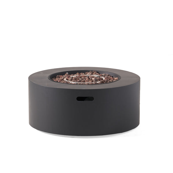 English Elm 32" Round Propane Fire Pit 40000 Btu Powder Coated Iron Outdoor Patio Centerpiece 67759.00DGRY-40K