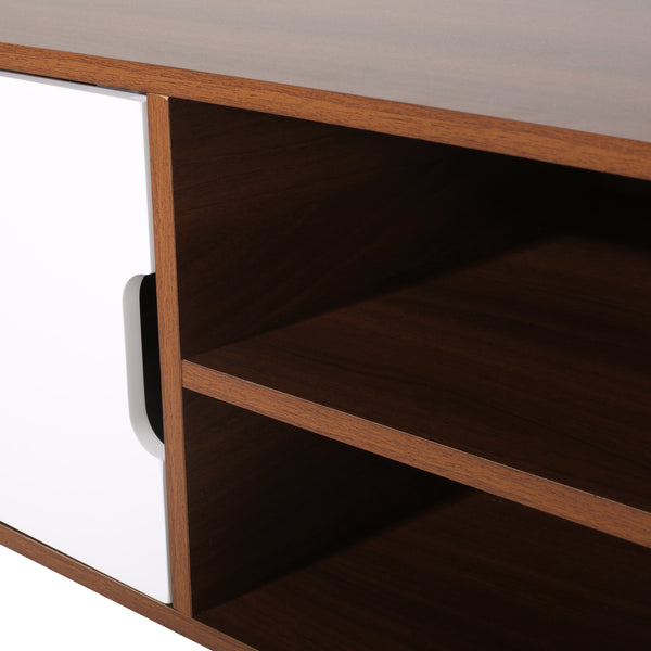 English Elm Tv Stand Mid-century Modern with Splayed Pine Legs and Three Staggered Storage Drawers 66758.00WALNWHT