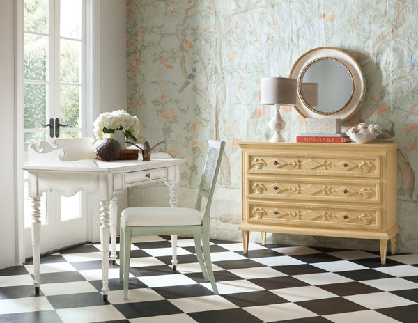 Hooker Furniture Charleston Colonial-Style Upholstered Side Chair With Woven Cane Back, Distressed Magnolia Finish And Comfort Seat Beige 6750-75410-32