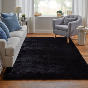 Feizy Rugs Indochine Plush Hand-tufted Polyester Shag Rug - Luxurious High Pile For Contemporary Spaces Black Polyester 4944550fblk000n95