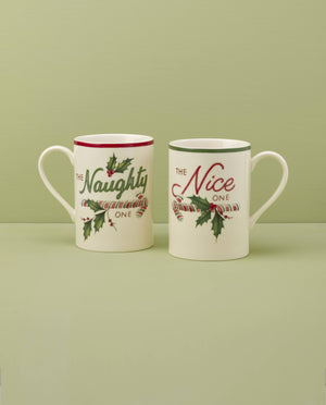Lenox Holiday Naughty & Nice Mugs, Set of 2 Multi, WHITE PORCELAIN 896512
