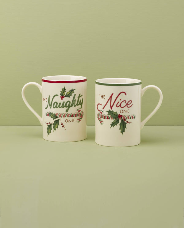 Lenox Holiday Naughty & Nice Mugs, Set of 2 Multi, WHITE PORCELAIN 896512
