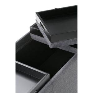 English Elm Avalon Storage Ottoman - Slate Grey Multi-Functional Bench With Hidden Storage & Serving Trays B136P158114