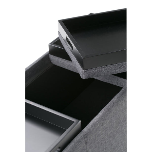 English Elm Avalon Storage Ottoman - Slate Grey Multi-Functional Bench With Hidden Storage & Serving Trays B136P158114