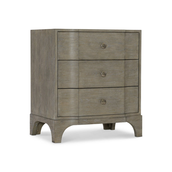 Bernhardt Bernhardt Albion Nightstand With Pewter Finish, Solid White Oak, 3 Soft-Closing Drawers & Usb Charging 311220
