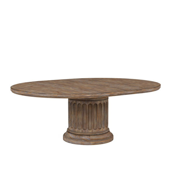 A.R.T. Furniture Architrave Round Dining Table In Almond - Extends To 84" With Leaf, Seats 6 Comfortably, Elegant Design Brown Material, Pine Solids And Veneer,Resin 277225-2608