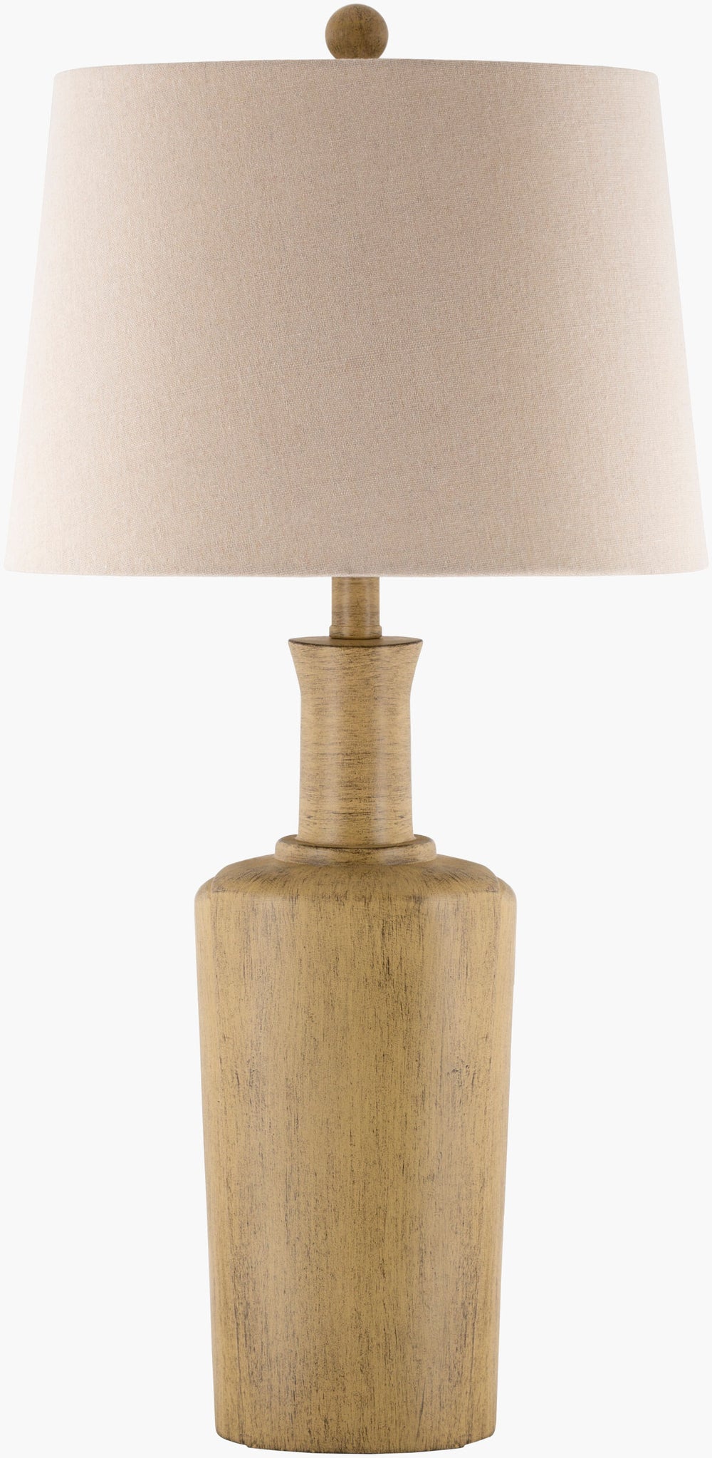 Surya Capitan 30" Elegant Accent Table Lamp With Sturdy Resin Base And Charming Linen Shade For Ambiance Body, Tan,Finial, Tan,Harp, Metallic ,Brass,Cord, Translucent Resin,Linen,Polyester,Resin Cpi-001