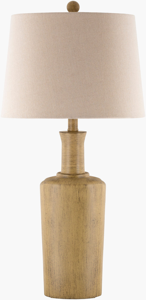 Surya Capitan 30" Elegant Accent Table Lamp With Sturdy Resin Base And Charming Linen Shade For Ambiance Body, Tan,Finial, Tan,Harp, Metallic ,Brass,Cord, Translucent Resin,Linen,Polyester,Resin Cpi-001