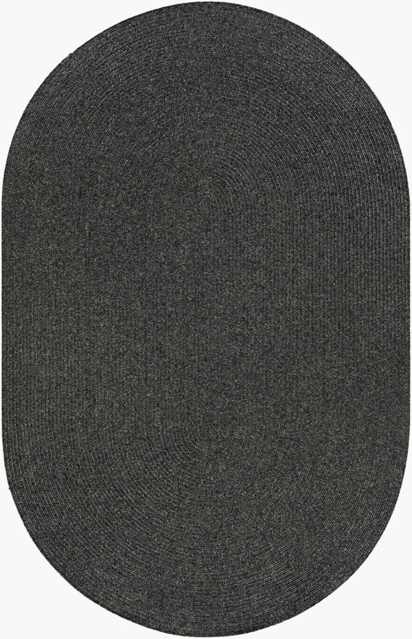 Livabliss Chesapeake Bay Cottage Style Flatweave Polypropylene Outdoor Rug for Patio Spaces Black 6' x 9' Oval CPK2301-69OV
