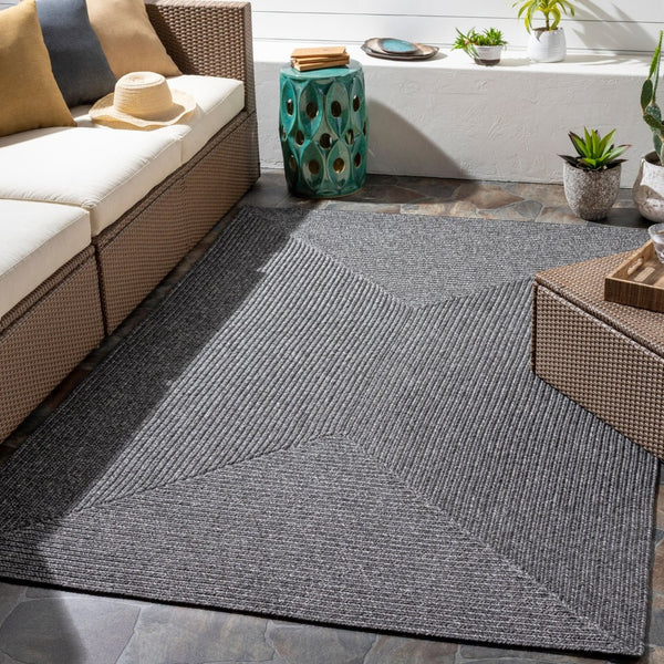 Livabliss Chesapeake Bay Cottage Style Flatweave Polypropylene Outdoor Rug for Patio Spaces Black 2' x 3' CPK2301-23