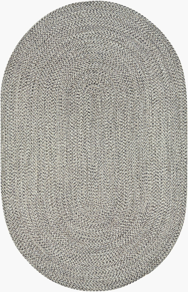 Livabliss Chesapeake Bay Flatweave Polypropylene Outdoor Rug for Patios Porches and Casual Spaces Charcoal, Black 6' x 9' Oval CPK2302-69OV