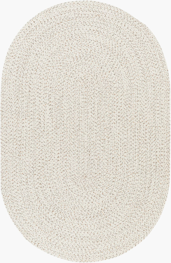 Livabliss Chesapeake Bay Flatweave Polypropylene Outdoor Rug Uv Resistant Cottage Patio Style Cream, Brown 5' x 7'6" Oval CPK2303-576OV