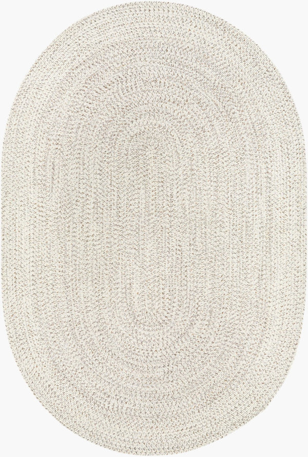 Livabliss Chesapeake Bay Flatweave Polypropylene Outdoor Rug Uv Resistant Cottage Patio Style Cream, Brown 6' x 9' Oval CPK2303-69OV