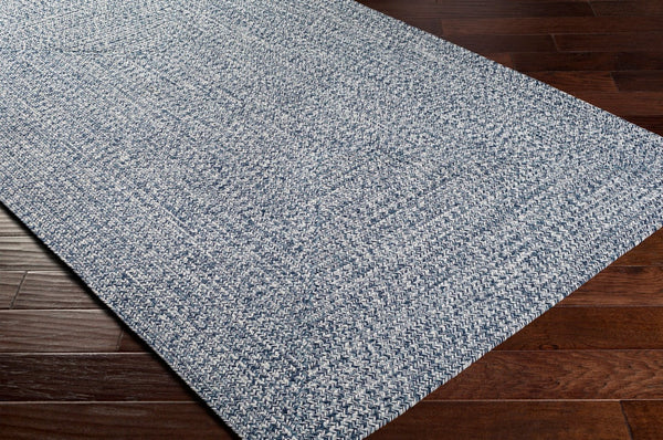 Livabliss Chesapeake Bay Flatweave Polypropylene Rug for Cottage Patios and Living Rooms Denim, Charcoal 6' x 9' Oval CPK2304-69OV