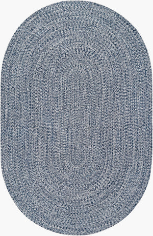 Livabliss Chesapeake Bay Flatweave Polypropylene Rug for Cottage Patios and Living Rooms Denim, Charcoal 5' x 7'6" Oval CPK2304-576OV