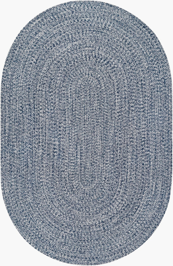 Livabliss Chesapeake Bay Flatweave Polypropylene Rug for Cottage Patios and Living Rooms Denim, Charcoal 5' x 7'6" Oval CPK2304-576OV