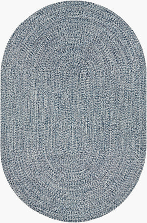 Livabliss Chesapeake Bay Flatweave Polypropylene Rug for Cottage Patios and Living Rooms Denim, Charcoal 6' x 9' Oval CPK2304-69OV