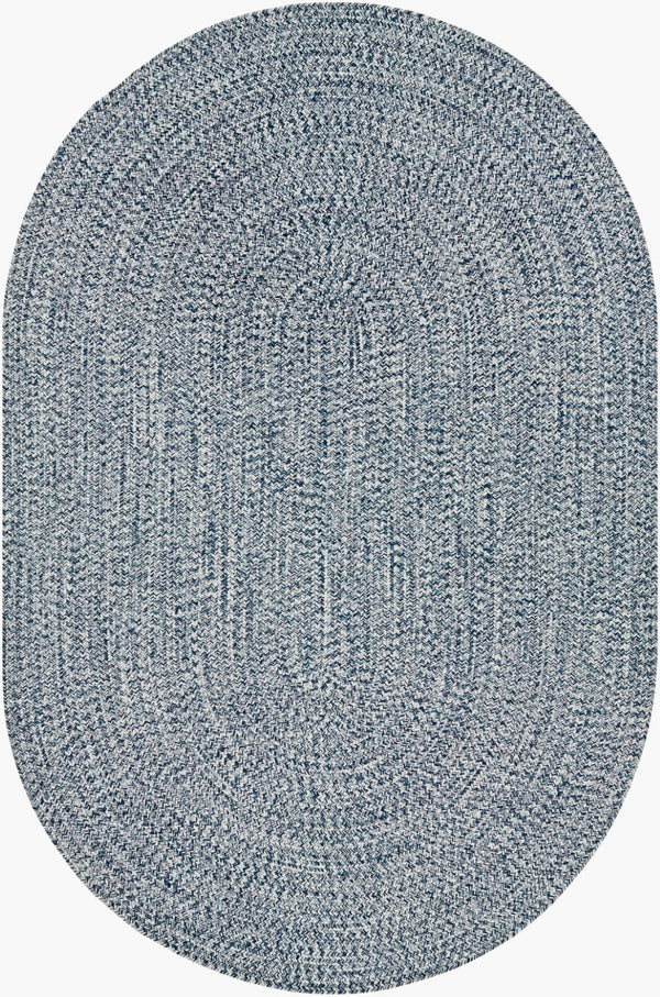 Livabliss Chesapeake Bay Flatweave Polypropylene Rug for Cottage Patios and Living Rooms Denim, Charcoal 6' x 9' Oval CPK2304-69OV