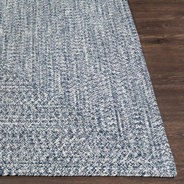 Livabliss Chesapeake Bay Flatweave Polypropylene Rug for Cottage Patios and Living Rooms Denim, Charcoal 6' x 9' Oval CPK2304-69OV