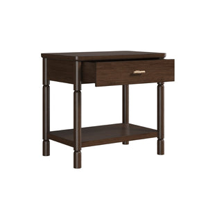 A.R.T. Furniture Verge Nightstand with Open Shelf & Smooth-Gliding Drawer - Modern Dark Wood Bedside Storage Solution 337140-1960