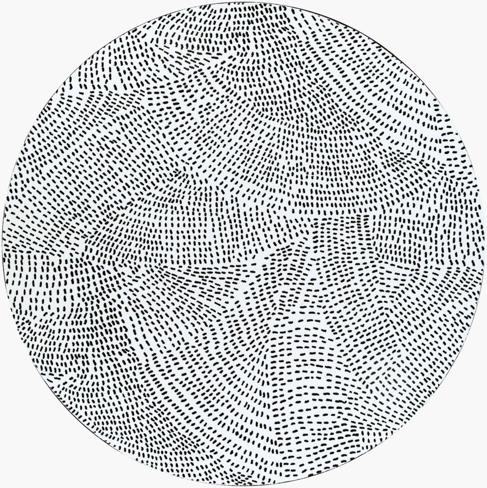 Livabliss Contempo Geometric Polypropylene Area Rug Belgium Woven for Living and Dining Rooms White, Black 7'10" x 7'10" CPO3860-710RD