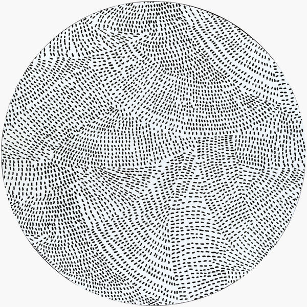 Livabliss Contempo Geometric Polypropylene Area Rug Belgium Woven for Living and Dining Rooms White, Black 7'10" x 7'10" CPO3860-710RD