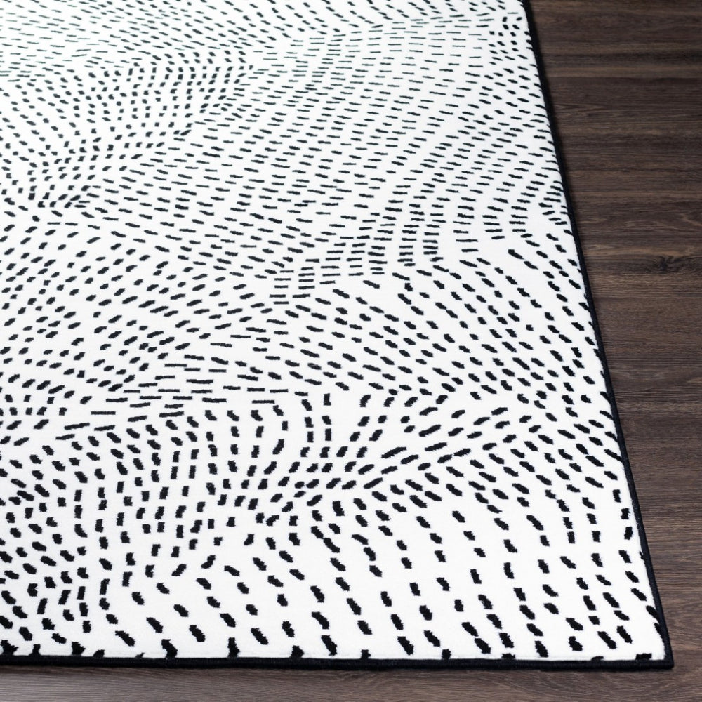 Livabliss Contempo Geometric Polypropylene Area Rug Belgium Woven for Living and Dining Rooms White, Black 7'10" x 7'10" CPO3860-710RD