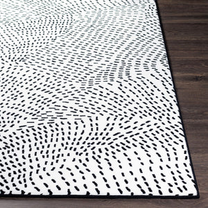Livabliss Contempo Geometric Polypropylene Area Rug Belgium Woven for Living and Dining Rooms White, Black 8'8" x 12'10" CPO3860-91210