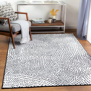 Livabliss Contempo Geometric Polypropylene Area Rug Belgium Woven for Living and Dining Rooms White, Black 8'8" x 12'10" CPO3860-91210
