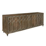 4-Door Console with Tray Drawers Brown with Rich Brown finish P301535 Pulaski Furniture