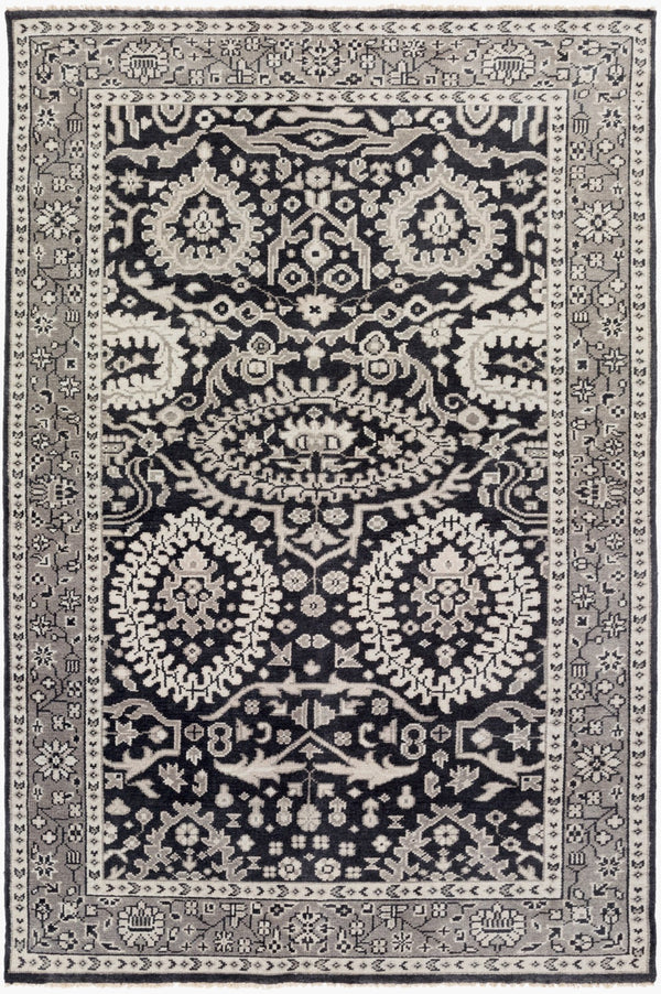 Surya Cappadocia 5'6" X 8'6" Hand-knotted Rug With Fringe - Elegant, Durable & Perfect For High Traffic Areas! Black Nz Wool Cpp5003-5686