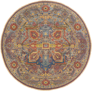 Cappadocia CPP-5022 10' x 10' Round Handmade Rug CPP5022-10RD  Dusty Sage, Mauve, Blue, Mustard, Olive Surya
