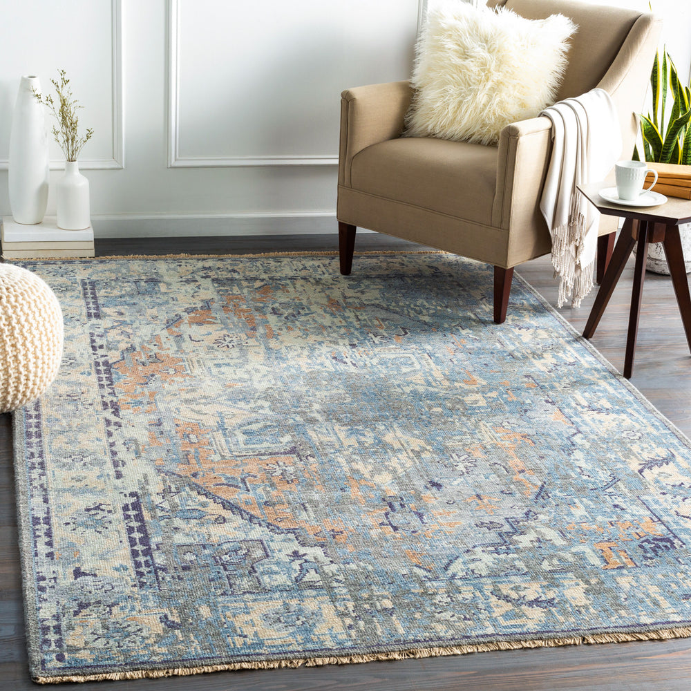 Cappadocia CPP-5027 5'6" x 8'6" Handmade Rug CPP5027-5686  Blue, Navy, Tan, Seafoam, Dusty Sage, Medium Brown Surya