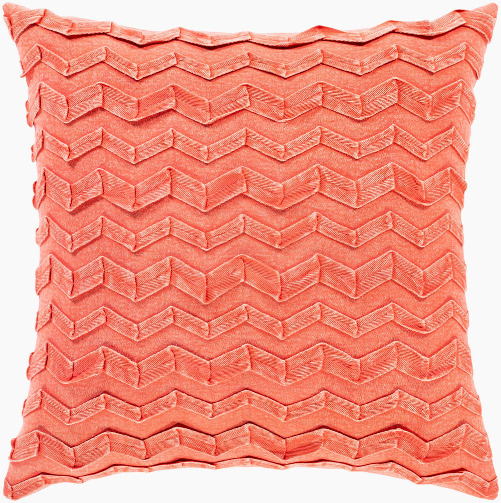 Surya Caprio Cozy Cotton 18"L X 18"W Accent Pillow - Charming Cottage Decor For Warm, Inviting Spaces Coral Cotton,Cotton Cpr003-2020