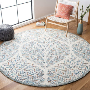 Safavieh Capri 208 Hand Tufted Floral Rug Ivory / Blue CPR208A-8SQ