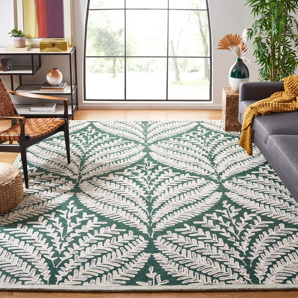 Safavieh Capri 208 Hand Tufted Floral Rug Dark Green / Ivory CPR208Y-7SQ