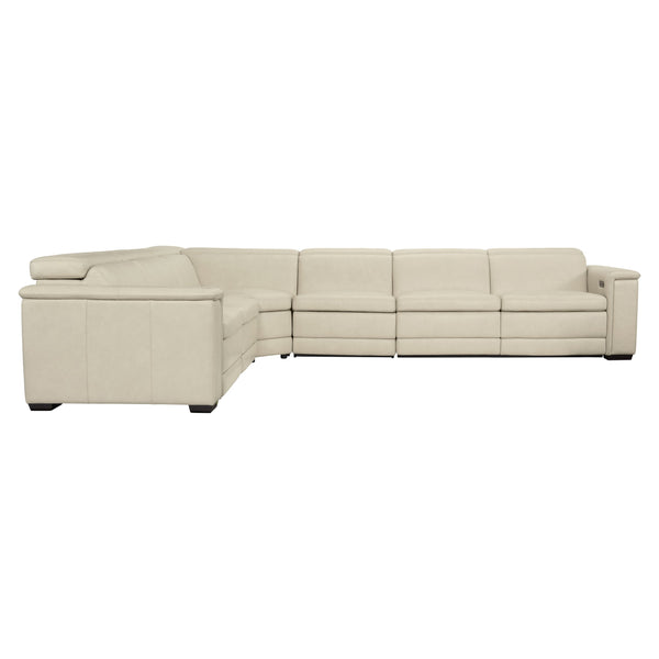 Bernhardt Bernhardt Lioni Leather Power-Motion Sectional With Usb Charging, Power Headrests, Sleek Contemporary Design White/Cream 153.5" W x 122.5" D x 32.5" H K2026