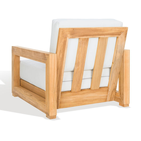 Safavieh Montford Teak Armchair Casing White Linen Fabric CPT1000D-CASING