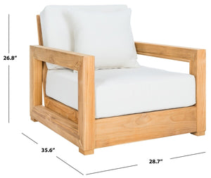 Safavieh Montford Teak Armchair Casing White Linen Fabric CPT1000D-CASING